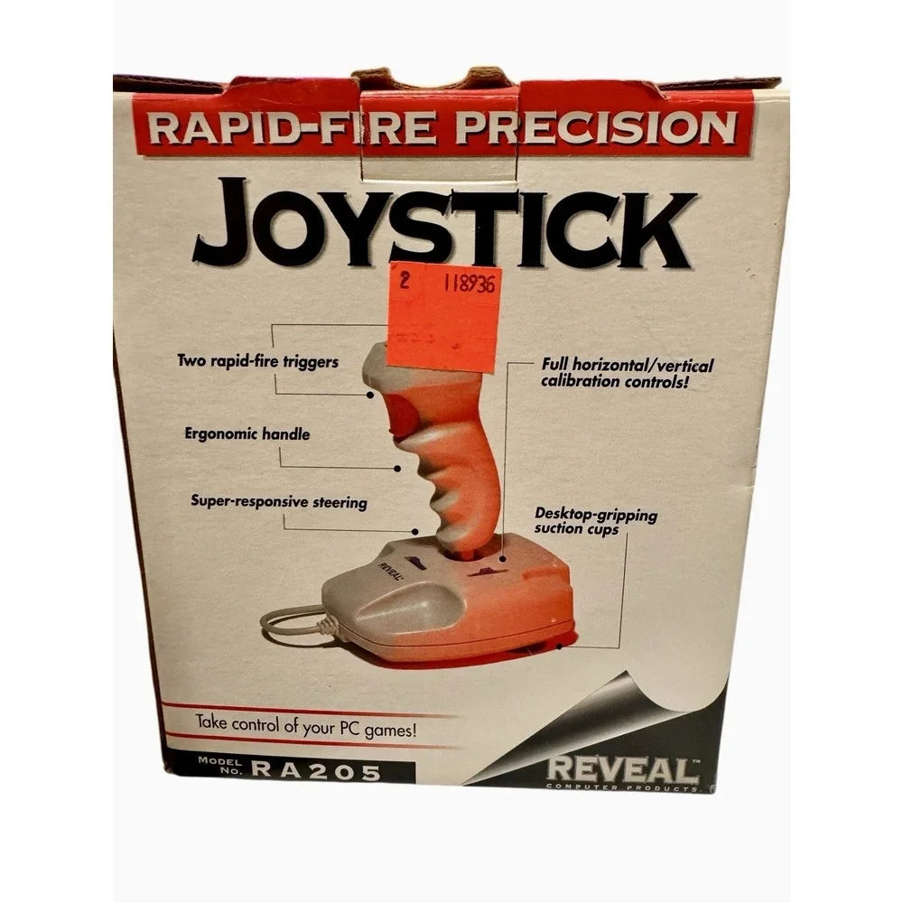 Vintage Reveal RA205 Rapid Fire‎ PC Joystick IBM 15 Pin Game Port Retro NIB